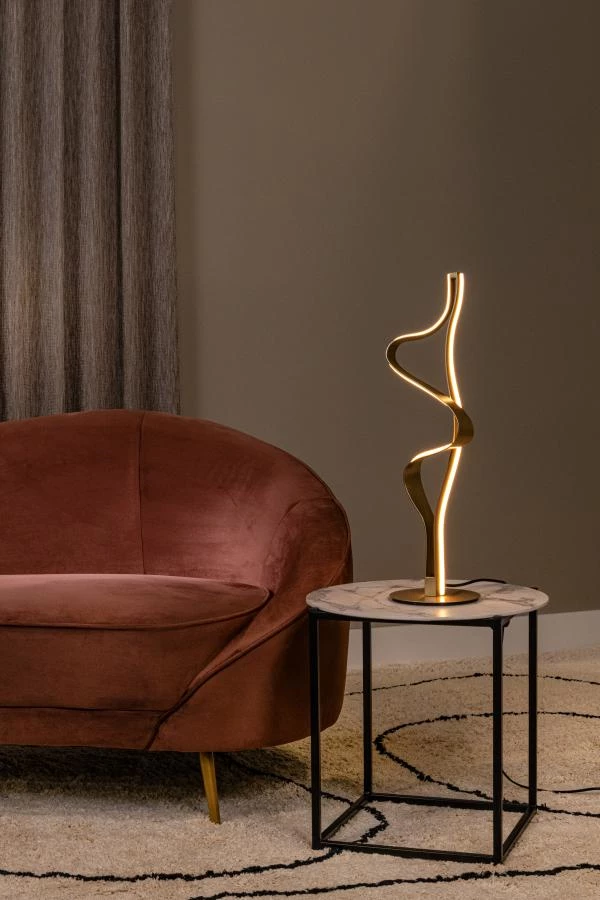 Lucide Premium LAMBADA - Lampe de table - LED Dim. - 1x19W 2700K - Or Mat / Laiton - ambiance 1